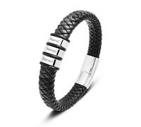 Asnewa Personalized Infinity Bracelet for Men Custom 2-6 Name, Mens Leather Bracelet with Custom Beads, Customized Braid Leather Bracelet Engraved with Names, Customizable Name Gift (Type 02,3 Names)