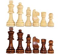 ASNEY Wooden Chess Pieces, Tournament Staunton Wood Chessmen Pieces Only, 3.15” King Figures Chess Game Pawns Figurine Pieces, Includes Storage Bag