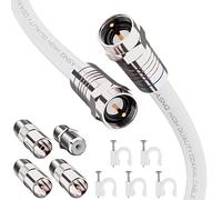 ASNQ RG6 Coaxial Cable Connectors Set 75 OHM - High-Speed Premium Coax Cable 15m - For Internet, Digital TV, Satellite, Aerial Connections - Includes 4 Extension Couplers to connect Cable Extensions