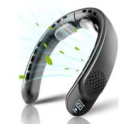 ASNUG Bladeless Neck Fan, 4 Turbo Portable Neck Fan, 4000 mAh Battery Operated, USB Rechargeable Personal Fan, 3 Speeds, 360° Cooling Airflow, LED Display, Wearable Fan for Home, Office, Travel, Gifts