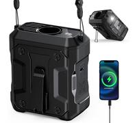 ASNUG Portable Waist Fan Rechargeable, 10000mAh Battery Powered & 45H Runtime, 10-Speed Personal Fan w/Lanyard, Flash Light, LED Display, Clip on Wearable Belt for Jogging Hiking Jobsite Warehouse