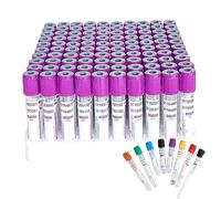ASnwpaK 100pcs Vacutainer Blood Collection Tubes (2ml/3ml/5ml/10ml), EDTA K2 Glass Blood Collection Tubes, With Screw Cap | Label Coding, For Lab,3ml
