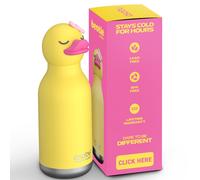 asobu Bestie Bottle Insulated Stainless Steel Water Bottle with Detachable Soft Animal Head Fun Drinking For Kids and Teens with Flexible Reusable Str