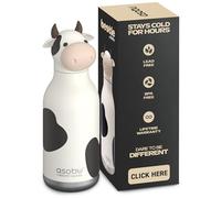 asobu Bestie Cow Water Bottle, Cute Collectible Character, BPA Free | 16 oz, Stays Cold 24 Hours, Double Wall Vacuum Insulation, Food Grade Stainless Steel, Leak Proof, Great Gift Idea