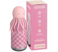 asobu Bestie Jellyfish Pink Stainless Steel Kids Bottle with Flip Straw 500 ml