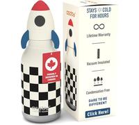 asobu Bestie Rocket Checker Kids Straw Bottle Leakproof Stainless Steel Design 500 ml