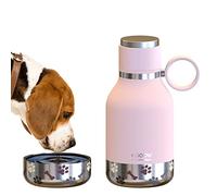Asobu Dog Water Bottle with Built-In Bowl - Pink - Stainless Steel Insulated Travel Bottle - 1 L