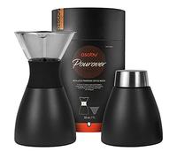 asobu Insulated Pour Over Coffee Maker with Glass Carafe - Black - Stainless Steel - 900 ml