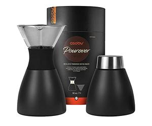 asobu Insulated Pour Over Coffee Maker with Glass Carafe - Black - Stainless Steel - 900 ml