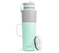 Asobu 2 Pack Insulated Water Bottle with Straw Lid and Insulated Coffee Cup 591ML Stainless Steel (Mint)