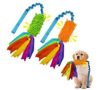 ASOCEA 2 Pack Dog Tug Toy Dogs Bungee Fleece Rope Toy Interactive Puppy Training Chew Toy Squeaky Tug of War Toys for Small Medium Large Dogs Chasing Exercising