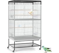 ASOCEA Bird Cage Seed Catcher Adjustable Bird Cage Cover Soft Nylon Mesh Net with Drawstring Birdcage Skirt Feather Guard for Round Square Cages (White, 118 * 31.5in/300 * 80cm)