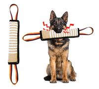 ASOCEA Dog Tug Toy Bite Jute Squeaky Pillow with 2 Handles for Tug of War