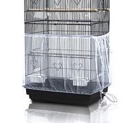 ASOCEA Universal Birdcage Cover Seed Catcher Nylon Mesh Parrot Cage Skirt- White