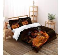 ASOERISMB Guitar Fire Bedding Set Theme Bedspread Theme Duvet Cover Set Microfiber Comforter Cover Suitable for Family,couple,children Pillowcase Super King（260x220cm）