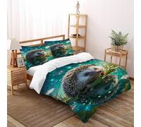 ASOERISMB Hedgehog Water Bedding Set 3D Digital Printing Animal Theme Duvet Cover Set 3 Pieces Chic Breathable for Boys & Girls Bed Set Pillowcase Double（200x200cm）