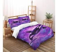ASOERISMB Killer Whale Galaxy Bedding Set 3D Digital Printing Animal Theme Marine Animal Duvet Cover Set Pillowcase Microfiber Quilt Cover Suitable for Family,couple,children Double(200x200cm)