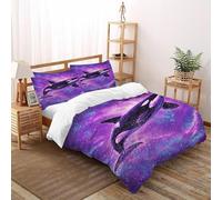 ASOERISMB Killer Whale Galaxy Bedding Set Theme Bedspread Animal Theme Marine Animal Duvet Cover Set Microfiber Quilt Cover Universal for All Seasons Pillowcase Super King(260x220cm)