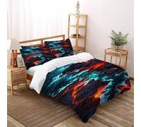 ASOERISMB Lava Sea Bedding Set 3 Pieces Theme Bedspread Gothic Architecture Duvet Cover Set Microfiber Quilt Cover Suitable for Family,couple,children with Pillow Double(200x200cm)