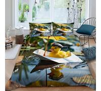 ASOERISMB Paper Boat Bedding Set 3D Digital Printing Animal Theme Duvet Cover Set Microfiber Quilt Cover 3 Pieces for Boys & Girls with Pillowcase King(220x240cm)
