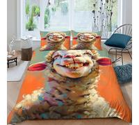 ASOERISMB Sheep Colorful Bedding Set 3D Design Animal Theme Domestic Animals Duvet Cover Set Chic Breathable Quilt Cover Suitable for Family, Couple, Children with Pillow King(220x240cm)