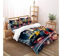 ASOERISMB Tractor Cityscape Bedding Set 3D Digital Printing Sports Theme Car Duvet Cover Set Pillowcase Microfiber Universal for All Seasons Super King(260x220cm)