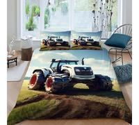 ASOERISMB Tractor Field Bedding Set 3D Digital Printing Sports Theme Car Duvet Cover Set Microfiber Quilt Cover Universal for All Seasons with Pillow King(220x240cm)
