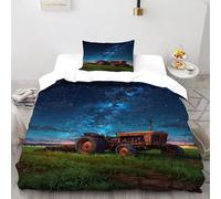 ASOERISMB Tractor Starry Sky Bedding Set Theme Bedspread Sports Theme Car Duvet Cover Set Microfiber Comforter Cover Suitable for Family,couple,children with Pillow Single(135x200cm)