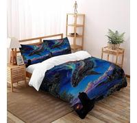 ASOERISMB Whale Standing Bedding Set 3D Digital Printing Animal Theme Marine Animal Duvet Cover Set Microfiber Quilt Cover Universal for All Seasons with Pillow Super King(260x220cm)