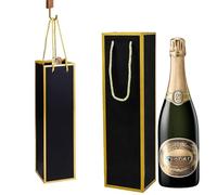 Asofelk 2PCS Wine Bottle Gift Bags, 13.8"x3.7"x3.7" Reusable Champagne Gift Bag Wine Tote Bags Bulk Kraft Paper Bag with Handles for Party, Shopping, Retail Merchandise Wine Gift Bags