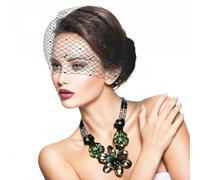 Asofelk Feather Fascinator Hat with Birdcage Veil and Hair Clip for Women - Black Mesh Tea Party Headband