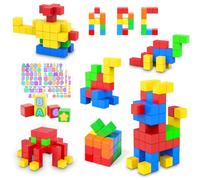 ASOK 57 PCS Magnetic Blocks Magnetic Building Blocks with Sticker for Kids 3+ Magnetic Cubes Preschool STEM Educational Sensory Toys for Kids Ages 3-5 Year Old Boys and Girls