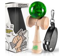 ASOLAND Kendama - Traditional Wooden Toy - Japanese Bilboquet for Kids & Adults + Free = One Door Kendama = Complete Kit for Professionals & Beginners (Marble Green)