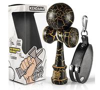 Asoland Kendama Traditional Wooden Toy - Japanese Bilboquet for Kids & Adults - Improves Reflexes and Dexterity - Complete Kit for Professionals & Beginners (Black & Gold)