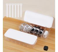 Asonen Cable Organizer Box with 7 Wire Ties and 6 Magnetic Cable Clips, Desktop Cord Management Box with Dividers and Lid for Home Office Storage - White