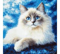 ASONGLINGO DIY Latch Hook Cushion Kits, Latch Hook Kits Pillow Case Embroidery Carpet Set Needlework Crocheting Cushion Embroidery Set 43x43cm(Animal cat -a287)