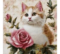 ASONGLINGO DIY Latch Hook Cushions Kits Pillow Case Cushion Rug Cover Adults Embroidery Kits Handmade Hook Set Craft Home Decoration 43x43cm(Animal cat -a282)