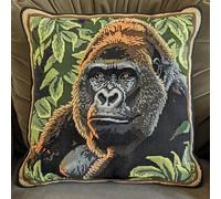 ASONGLINGO DIY Latch Hook Pillow Kits for Adults Pillow Cover Pre-Printed Patterns Pillowcase Needlework Crochet Yarns Latch Hooking Cushion 17x17inch(Animal Gorilla)