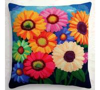 ASONGLINGO DIY Latch Hook Pillow Kits for Adults Pillow Cover with Preprinted Throw Pillowcase Crochet Yarns Embroidery Latch Hooking 17x17inch(Beautiful Flowers)