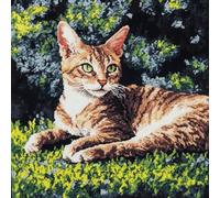 ASONGLINGO Latch Hook Cushion Kits for Adults 17X17inch, Latch Hook Pillow Case Kits Embroidery Kits, Needlework Pillow Cover Cushion Rug Making Kit, DIY Craft Kits(Animal cat -a288)