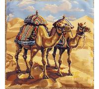 ASONGLINGO Latch Hook Cushions Kits Pillow Case Rug Cover Adults DIY Needlework Embroidery Kits Handmade Hook Set Craft Home Decoration 43x43cm(Camels in The Desert)
