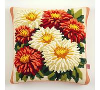 ASONGLINGO Latch Hook Kits, DIY Pillowcase Hook and Latch Kit, Needlework Cushion Cover Hand Craft Crochet Sofa Decoration 17x17inch(Beautiful Flowers)