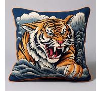 ASONGLINGO Latch Hook Kits for Adults,Embroidery Art Kits, Latch Hook Pillow Kit, 17x17inch DIY Pillowcase Hook and Latch Kit(Animal Tiger -a268)