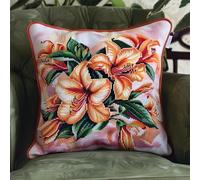 ASONGLINGO Latch Hook Kits Pillow for Adults Throw Pillow Pre-Printed Patterns Pillowcase Needlework Crochet Yarns Latch Hooking Cushion 17x17inch(Beautiful Flowers)