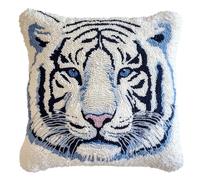 ASONGLINGO Latch Hook Kits Pillow with Printed Canvas DIY Cushion Crochet Yarn Embroidery Hook and Latch Kit Pillowcase Soafa Decoration 43x43cm(Animal Tiger -a230)