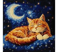 ASONGLINGO Latch Hook Kits Pillowcase for Adults Pillow Cover Pre-Printed Patterns Pillowcase Needlework Crochet Yarns Latch Hooking Cushion 17x17inch(Animal cat -a283)