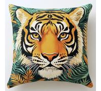 ASONGLINGO Latch Hook Pillow Case Kits,17X17Inch DIY Latch Hook Cushion Cover Kit,Knitting Kits Cushion for Adults and Beginners(Animal Tiger -a242)