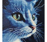 ASONGLINGO Latch Hook Pillow Case Kits,Embroidery Kits DIY Pillow Cushion Cover Latch Hook Cushion Kits for Starters Adults,17x17inch(Animal cat -a134)