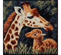 ASONGLINGO Latch Hook Pillow Case Kits,Embroidery Kits DIY Pillow Cushion Cover Latch Hook Cushion Kits for Starters Adults,17x17inch（Animal Giraffe）