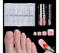 ASONRL Toe Dual Nail Forms for Poly Gel & Builder Gel Toenail Extension - 120Pcs Reusable Full Cover Square Toenails Molds with 12 Sizes - Professional Pedicure Nail Tips for Salon & DIY at Home